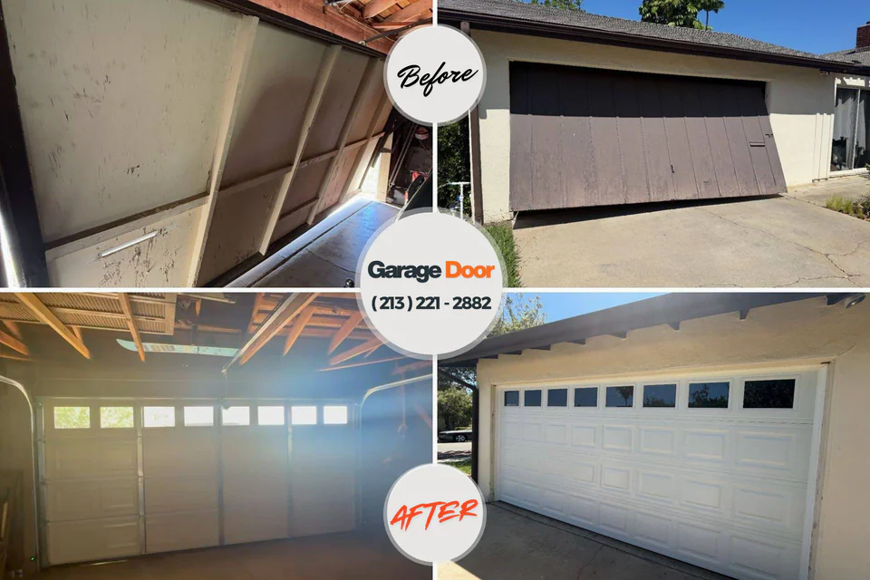 Before and after: garage door repair Reidland, KY